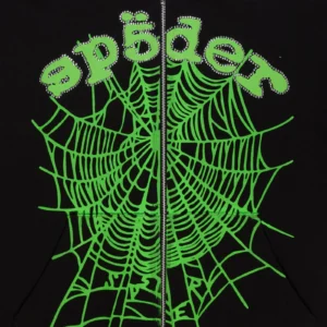 Black And Green Sp5der Hoodie​