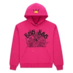 Sp5der Angel Number Hoodie Pink​