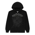 Sp5der Hoodie Black Rhinestone​