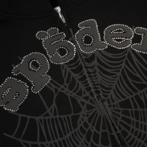 Sp5der Hoodie Black Rhinestone​