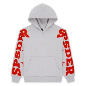 Zip Up Sp5der Grey Hoodie​
