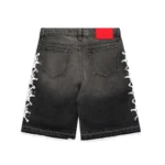 Black Sp5der Web Stone Denim Shorts​