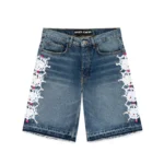Sp5der Web Stone Denim Shorts