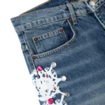 Sp5der Web Stone Denim Shorts